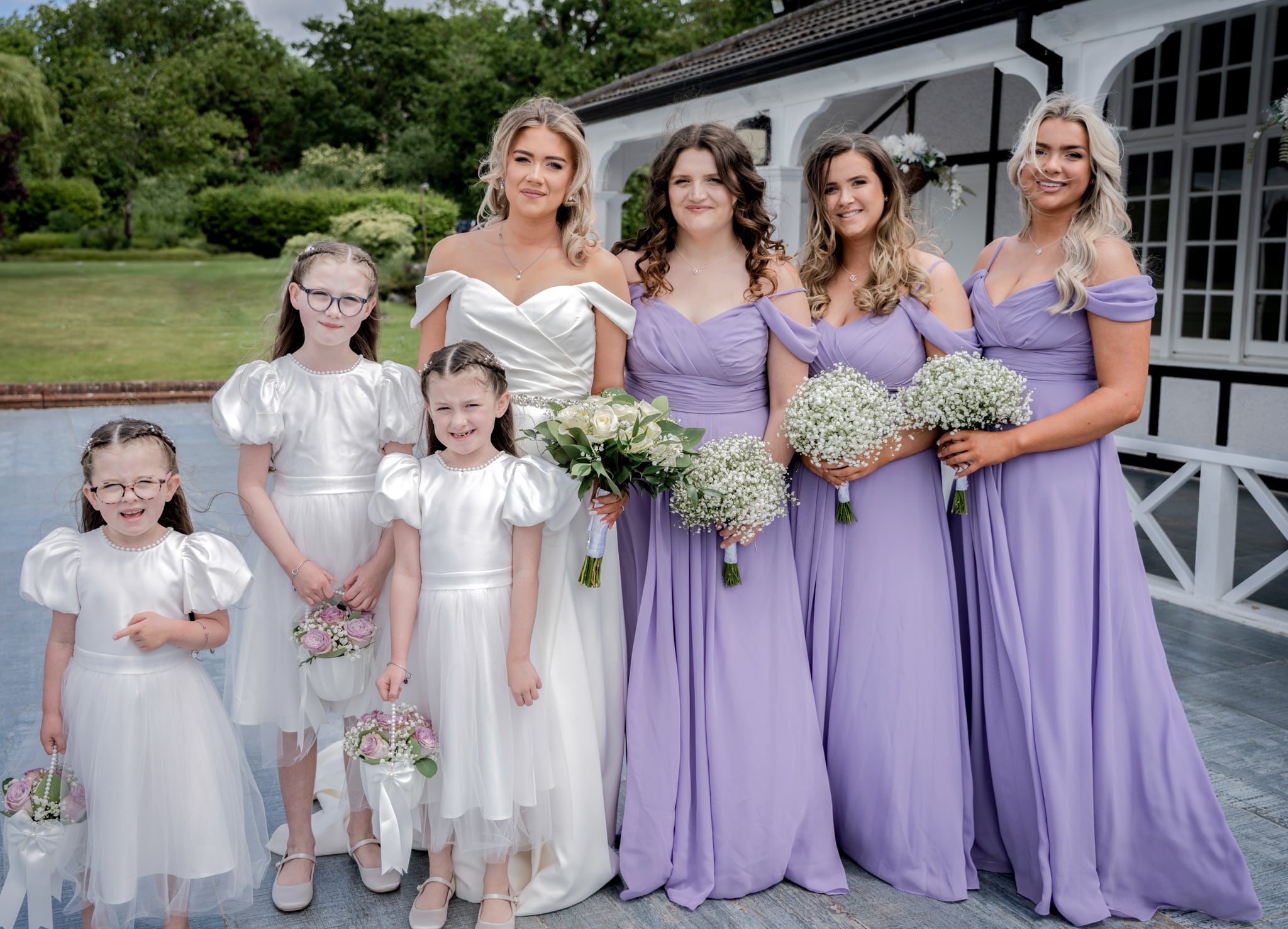bride and bridesmaids at the london shenley club in hertfordshire