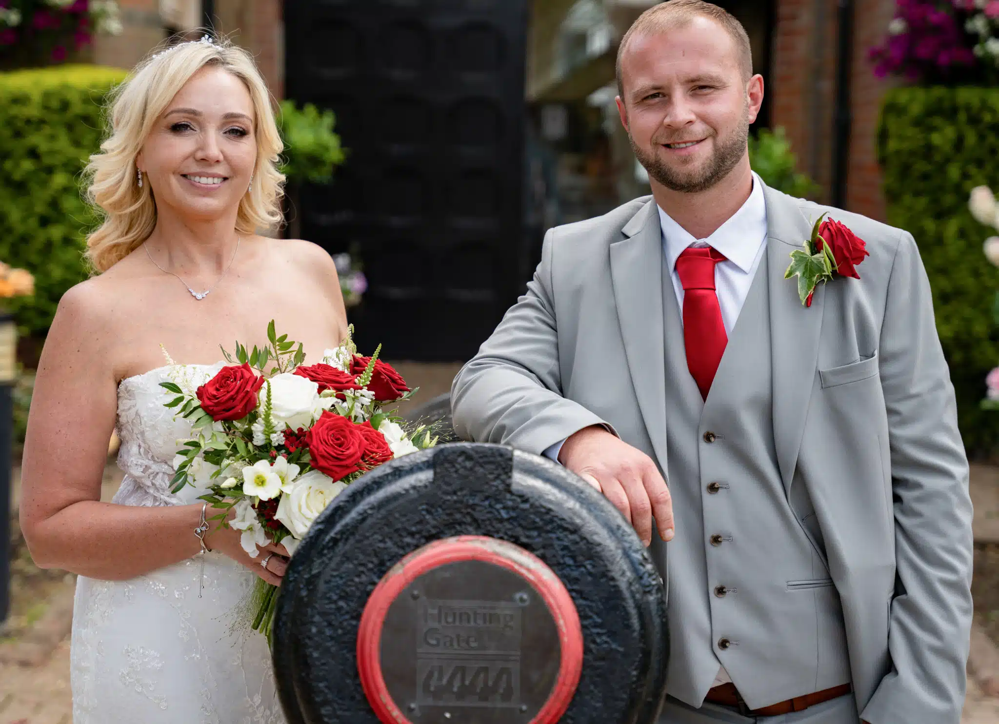 bride and groom outside the gatehouse st albans