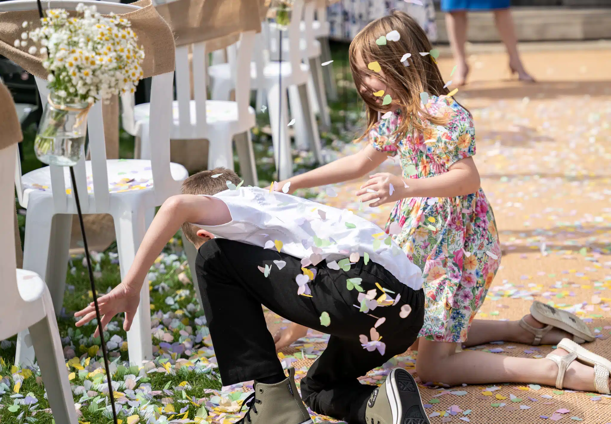 Candid laughter during ceremony in Oxfordshire countryside barn