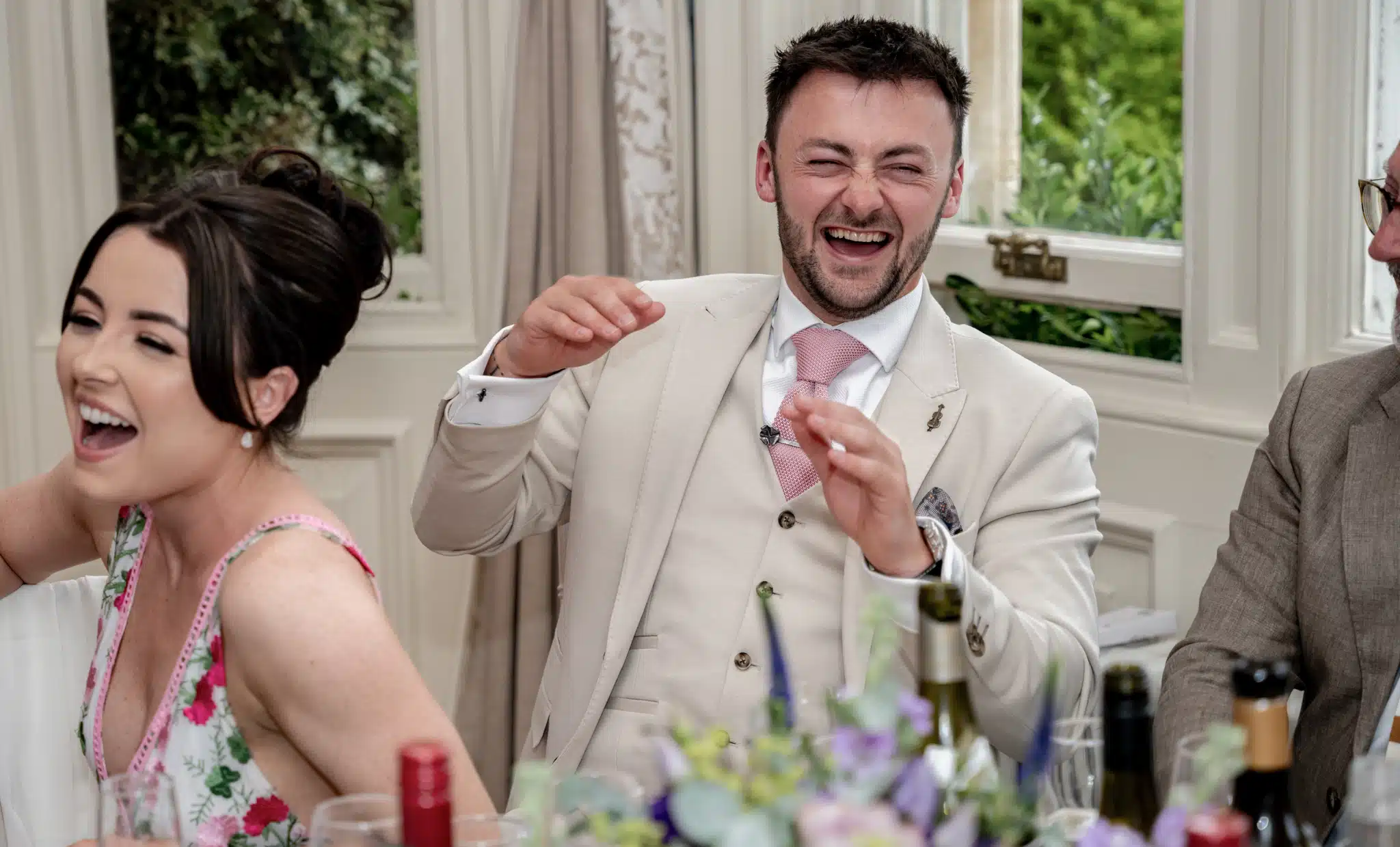 Laughing at wedding speaches