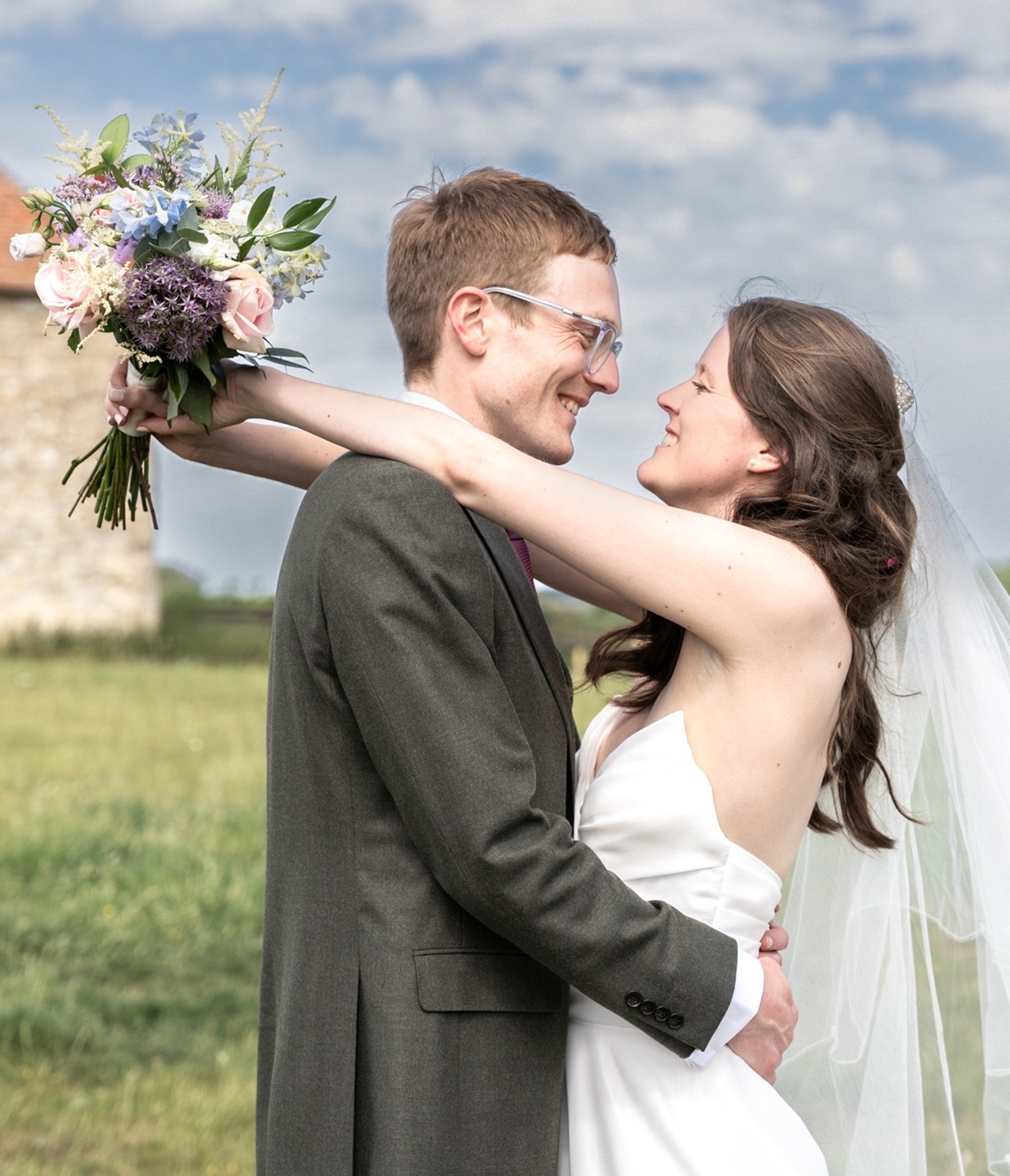 Bride and groom at Notley Tythe Barn