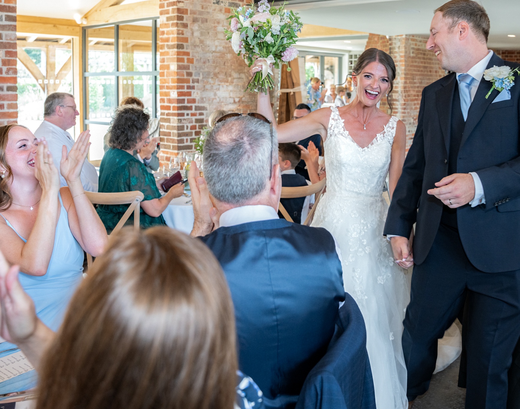 Bride and groom at Rackleys barn